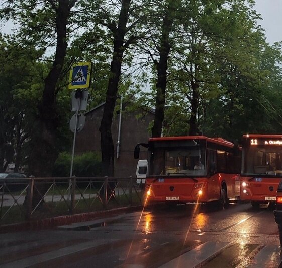 В Калининграде во время движения сломался новый автобус ЛиАЗ - Новости Калининграда | Фото читателя