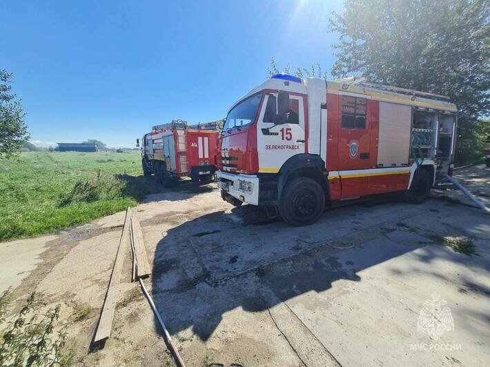 Пылал сарай: в Рыбачьем на Куршской косе произошёл пожар (фото) - Новости Калининграда | Фото: МЧС региона