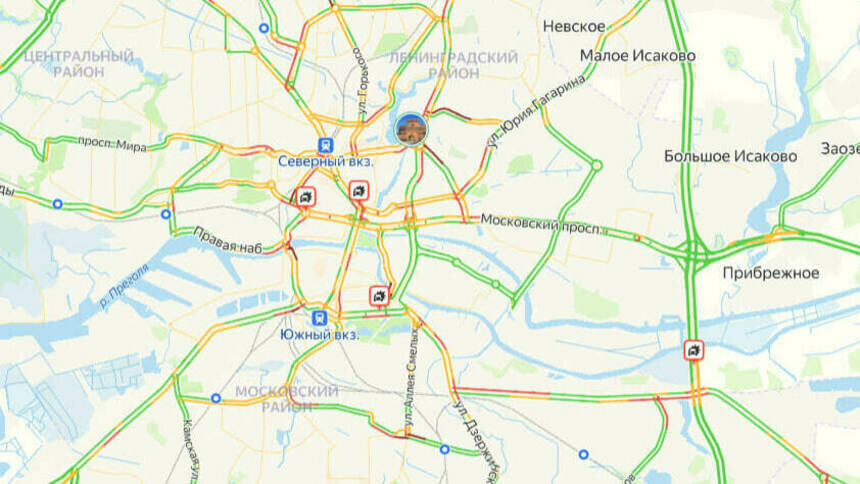 4 аварии: карта пробок в Калининграде на утро среды - Новости Калининграда | Скриншот сервиса «Яндекс. Карты»