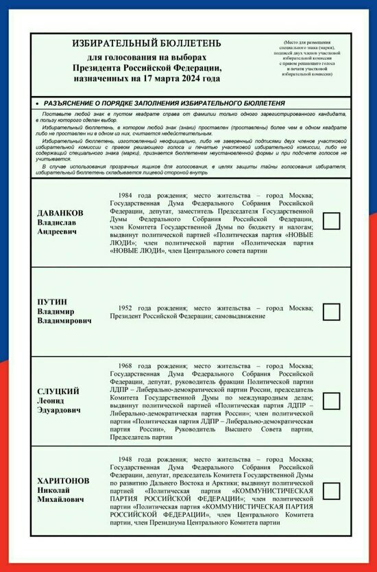 ЦИК России утвердила текст избирательного бюллетеня - Новости Калининграда