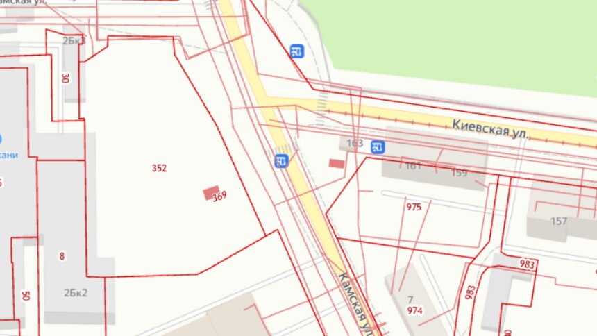 В Калининграде на пересечении Киевской и Камской вырубят 41 дерево  - Новости Калининграда | Скриншот кадастровой карты
