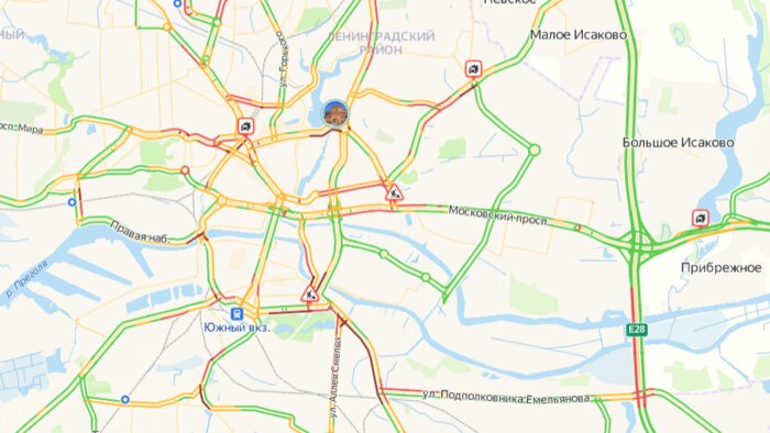 Семь ДТП: карта пробок в Калининграде на вечер четверга   - Новости Калининграда | Скриншот сервиса «Яндекс. Карты»