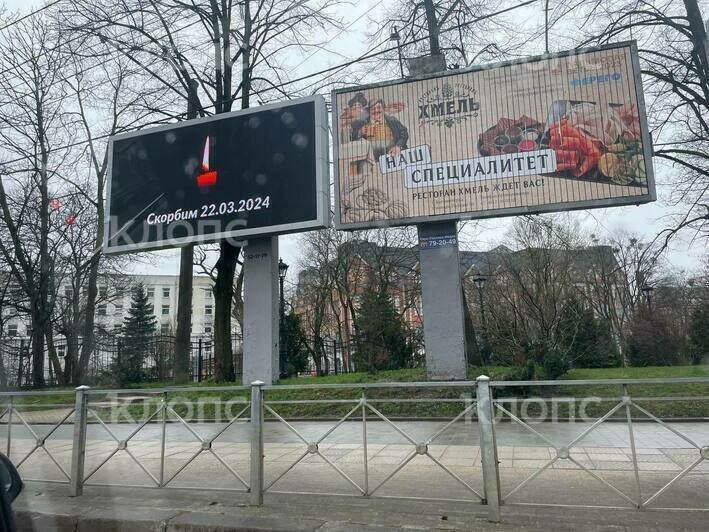 В Калининграде появились баннеры в память о жертвах теракта в «Крокус Сити Холле» (фото) - Новости Калининграда | Фото: очевидцы