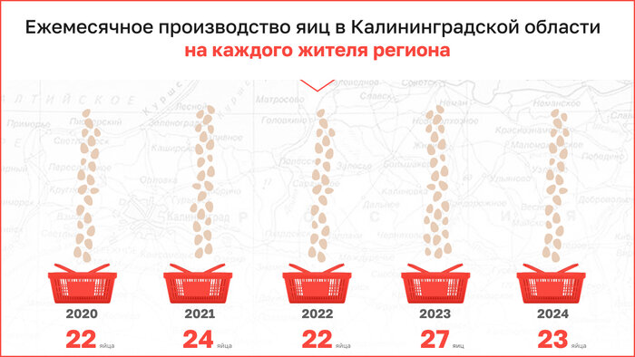 Пик пришёлся на январь 2024 года: как в Калининградской области менялась цена десятка яиц — Росстат (инфографика) - Новости Калининграда | Иллюстрация: Александр Скачко / «Клопс»