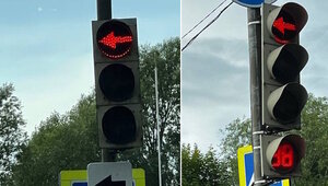 На некоторых светофорах в Калининграде появились загадочные стрелки, водители в замешательстве (фото)  