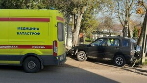 На Тенистой Аллее машина влетела в дерево, пассажир разбил лицо о стекло (фото)